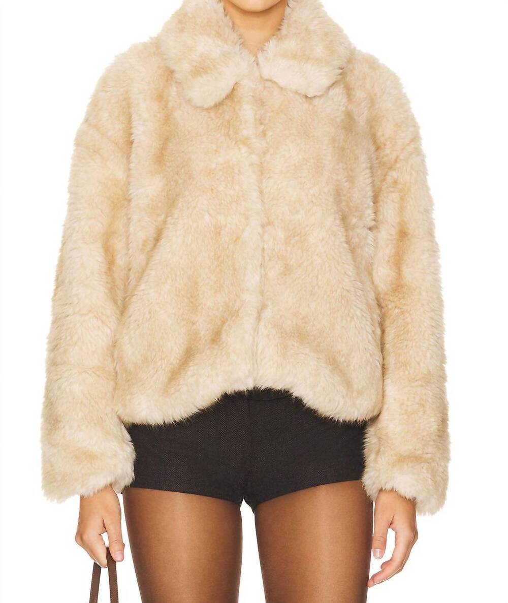 NEW BARDOT sarissa faux fur jacket in oatmeal